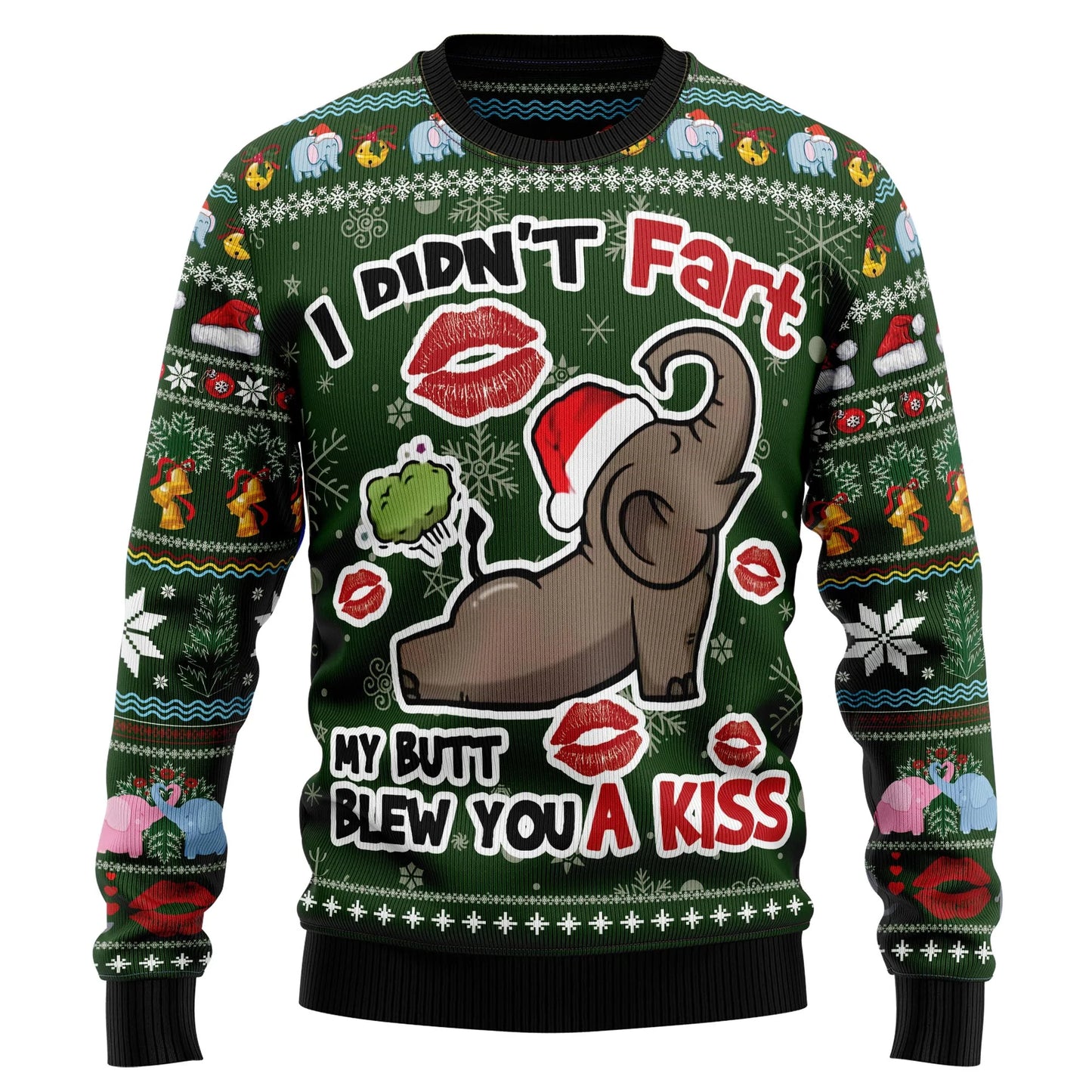Elephant I Didn't Fart My Butt Blew You A Kiss Ugly Christmas Sweater,Christmas Ugly Sweater,Christmas Gift,Gift Christmas 2024