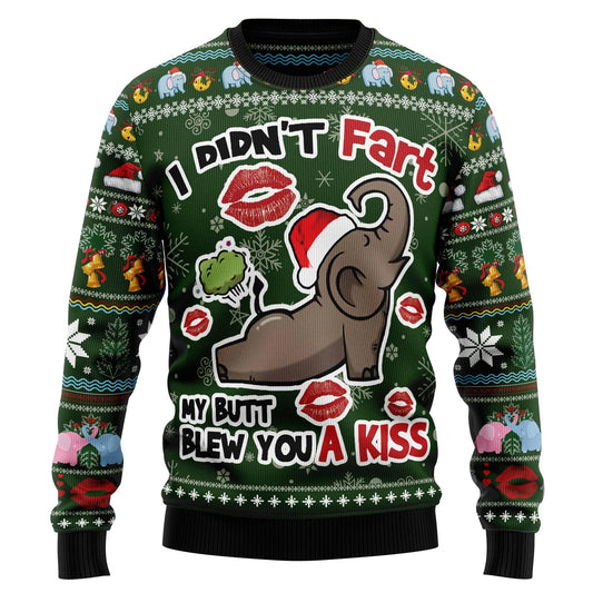 Elephant I Didn't Fart My Butt Blew You A Kiss Ugly Christmas Sweater,Christmas Ugly Sweater,Christmas Gift,Gift Christmas 2024