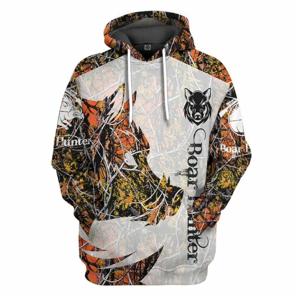 3D Wildschwein Jäger Orange Custom T-Shirt Hoodie Bekleidung
