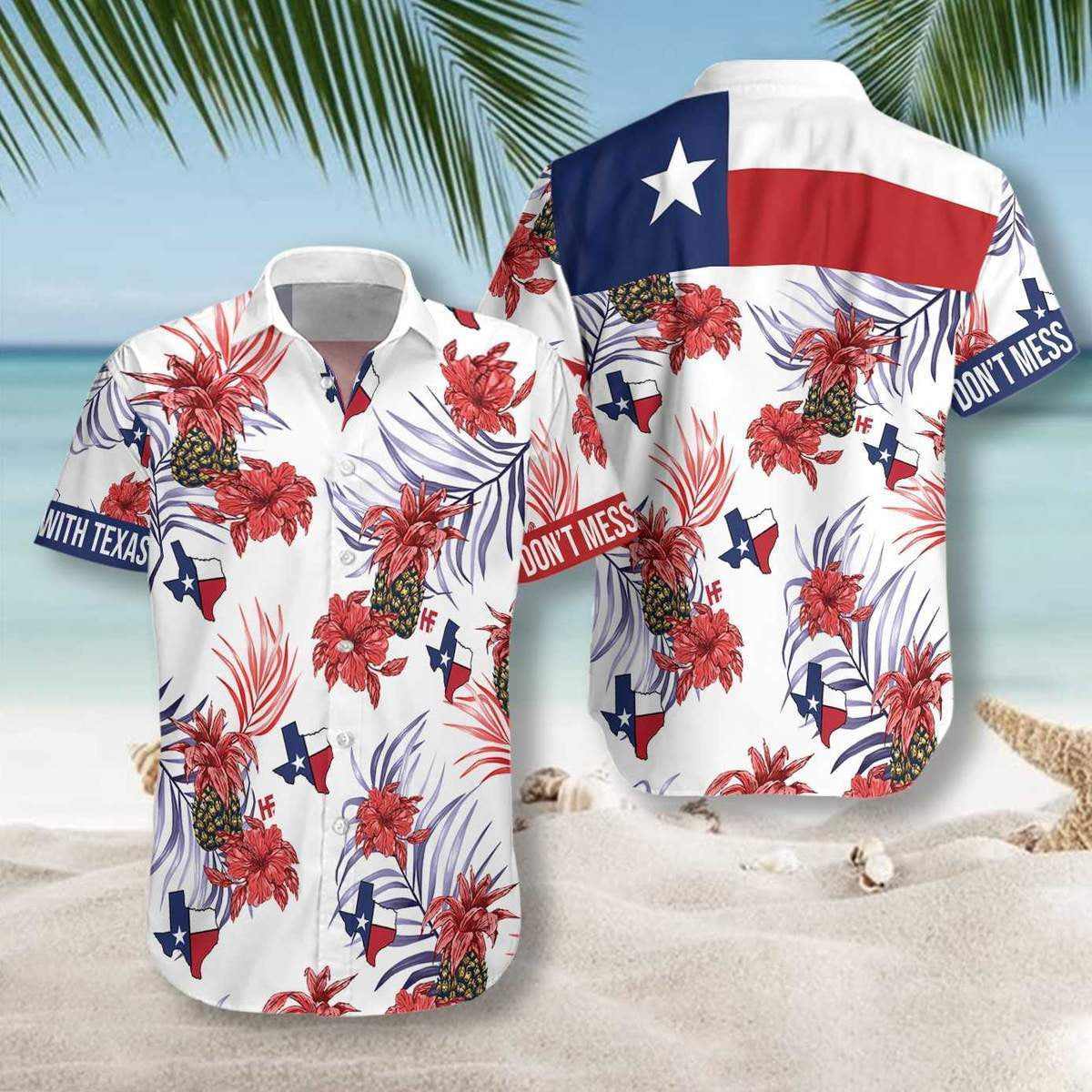 Pineapple Texas Seamless Background Design Hawaiian Shirt,Hawaiian Shirt Gift, Christmas Gift