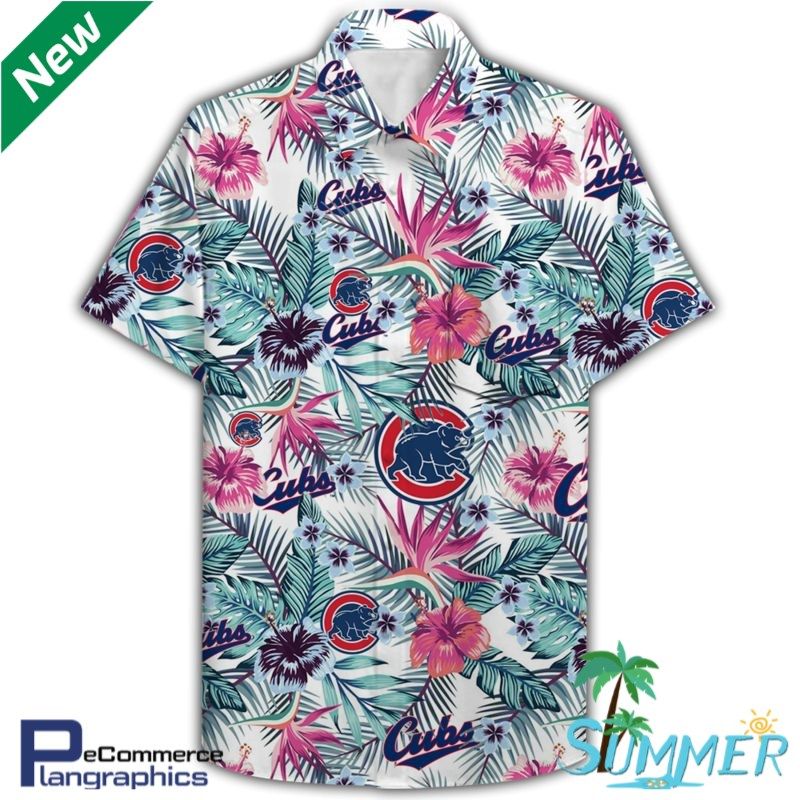 Chicago Cubs All Over Print Hawaiian Aloha Shirt Hawaiian Shorts Beach Short Shirt_Hawaiian Shirt Gift, Christmas Gift