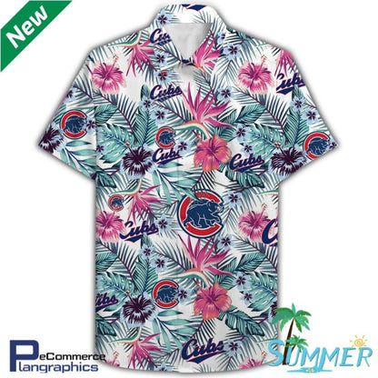 Chicago Cubs All Over Print Hawaiian Aloha Shirt Hawaiian Shorts Beach Short Shirt_Hawaiian Shirt Gift, Christmas Gift