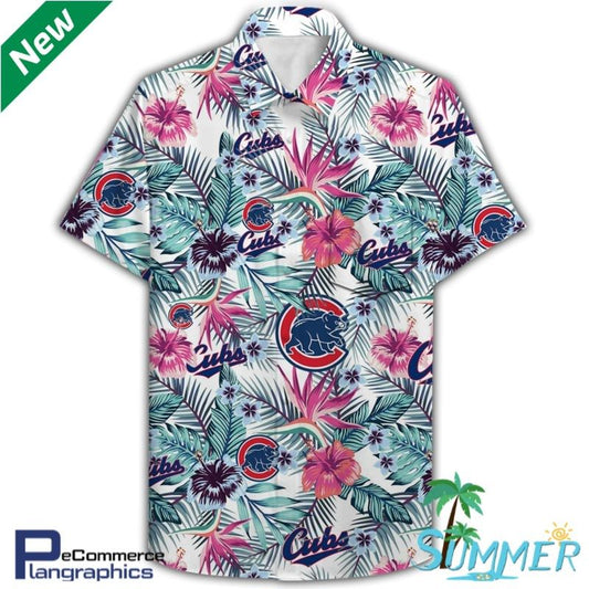 Chicago Cubs All Over Print Hawaiian Aloha Shirt Hawaiian Shorts Beach Short Shirt_Hawaiian Shirt Gift, Christmas Gift