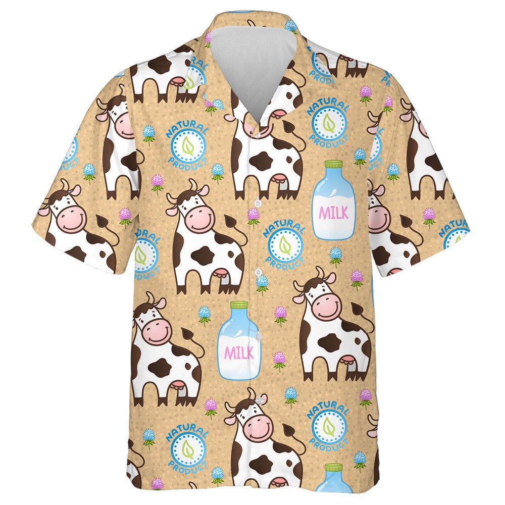 Colorful Cute Little Cow And Bottle Of Milk Hawaiian Shirt, Hawaiian Shirt Gift, Christmas Gift
