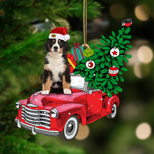 Bernese Mountain Dog- Pine Truck Hanging Christmas Plastic Hanging Ornament, Christmas Ornament Gift, Christmas Gift, Christmas Decoration