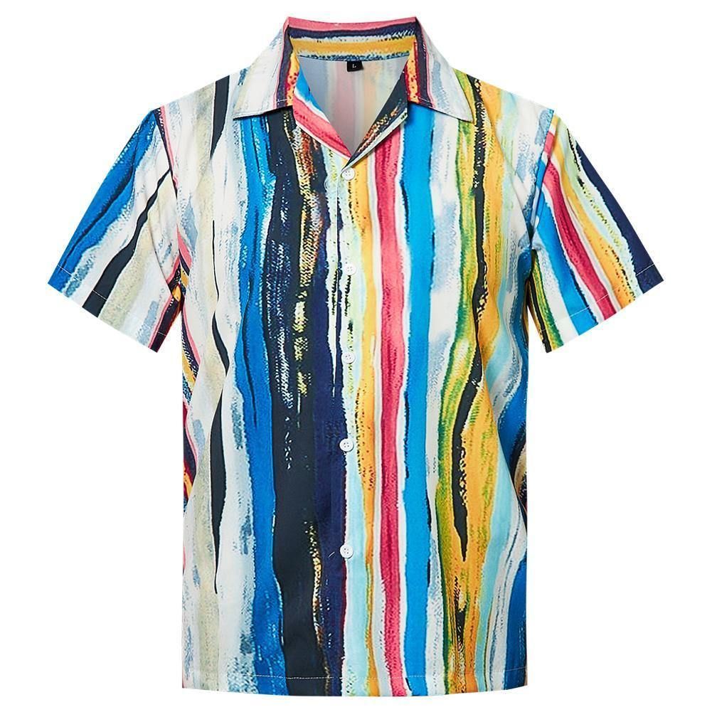 Mens Hawaiian Shirt Stripe, Hawaiian Shirt Gift, Christmas Gift