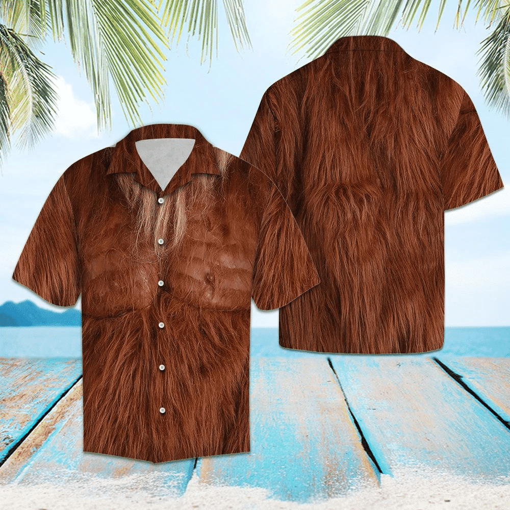 Brown Bigfoot Fur Beautiful Design Hawaiian Shirt, Hawaiian For Gift