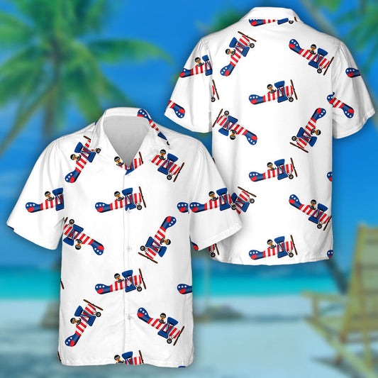 Cartoon Planet With USA Flag Pattern Independence Day Hawaiian Shirt, Hawaiian Shirt Gift, Christmas Gift