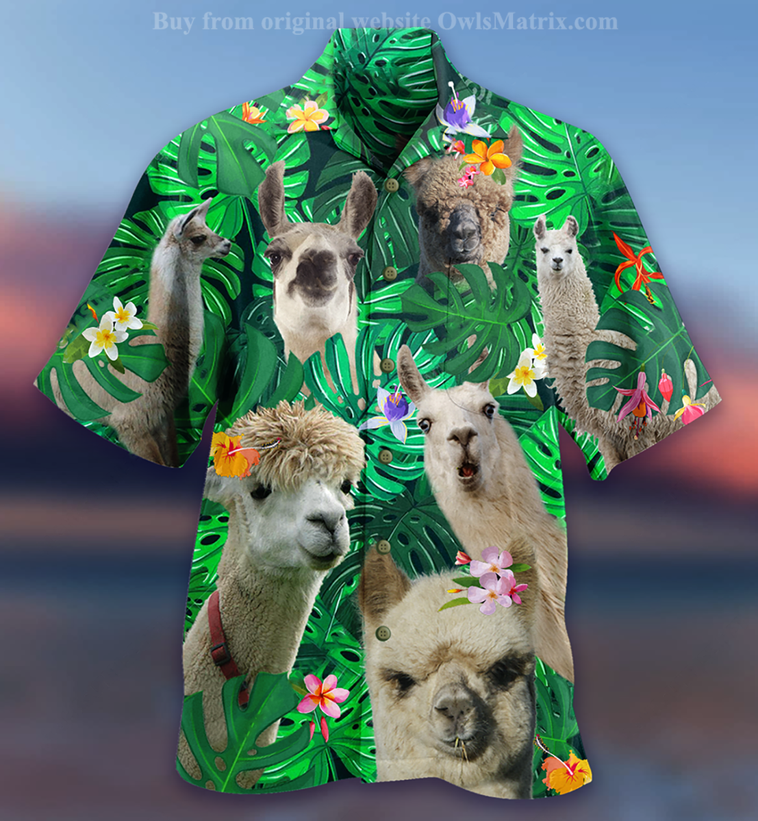 Lama Cute Love Green - Hawaiian Shirt, Hawaiian Shirt Gift, Christmas Gift