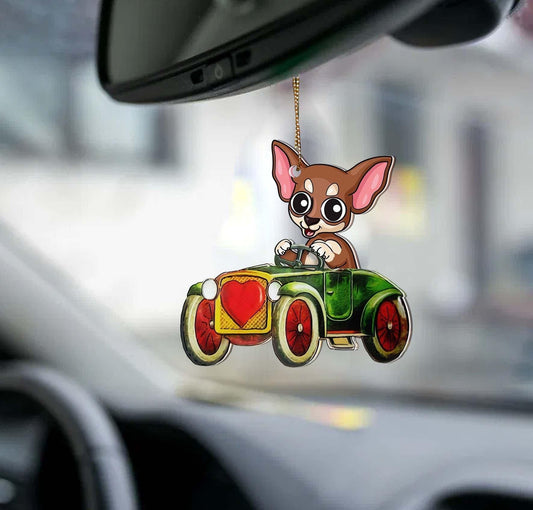 Chihuahua drive car gift for chihuahua lover ornament, Happy Christmas Ornament, Christmas Gift, Christmas Decoration