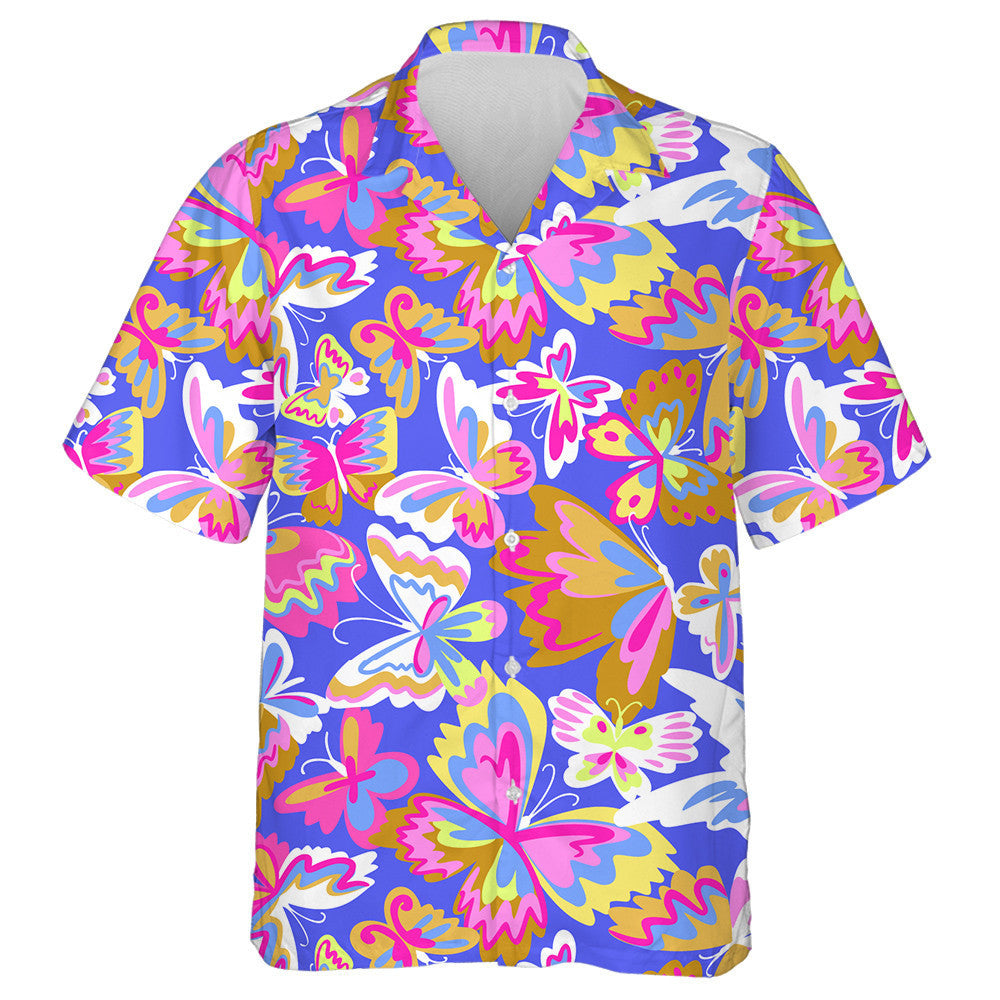 Abstract Colorful With Decorative Butterflies Background Hawaiian Shirt, Hawaiian Shirt Gift, Christmas Gift