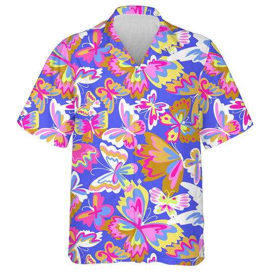 Abstract Colorful With Decorative Butterflies Background Hawaiian Shirt, Hawaiian Shirt Gift, Christmas Gift