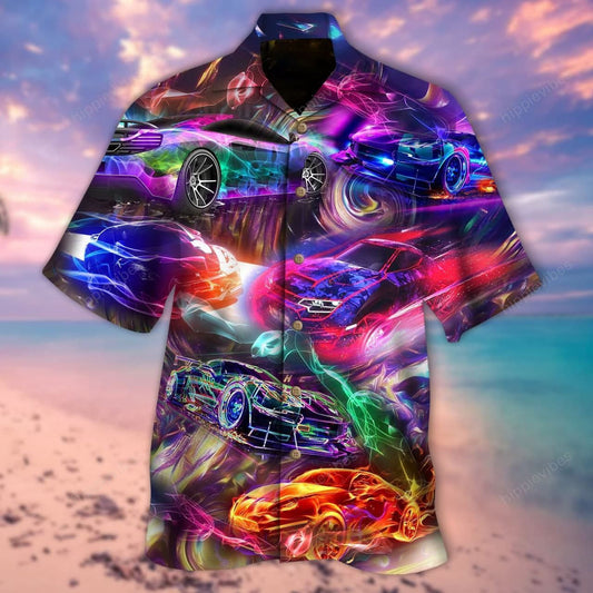 Multicolor Car Racing Is My Favorite Season Design Hawaiian Shirt, Hawaiian Shirt Gift, Christmas Gift