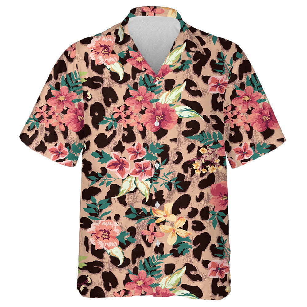 Vintage Style Mixed Leopard Skin Background Hawaiian Shirt, Hawaiian Shirt Gift, Christmas Gift
