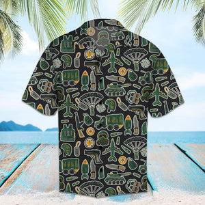 Amazing Military Equipment Doodle Style Hawaiian Shirt, Hawaiian For Gift