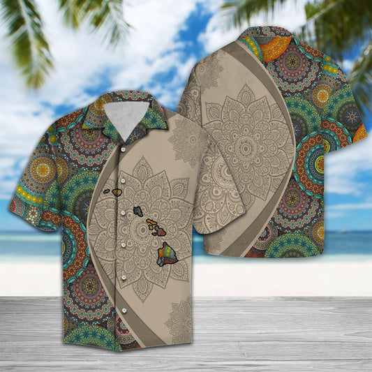 Amazing Map Of Hawaii Mandala Style Flower Patchwork Hawaiian Shirt, Hawaiian Shirt Gift, Christmas Gift