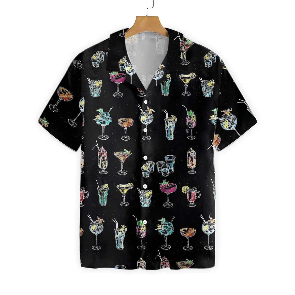Cocktail For You Gift For Bartender Black Background Hawaiian Shirt, Hawaiian Shirt Gift, Christmas Gift