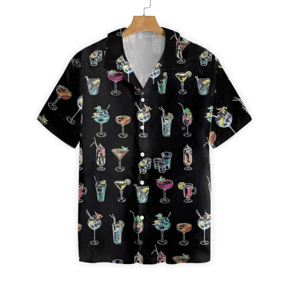 Cocktail For You Gift For Bartender Black Background Hawaiian Shirt, Hawaiian Shirt Gift, Christmas Gift