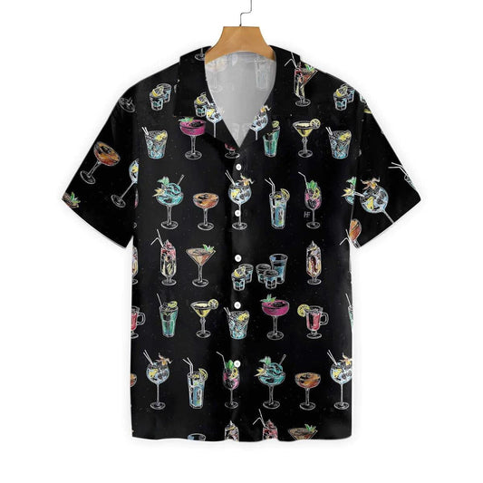 Cocktail For You Gift For Bartender Black Background Hawaiian Shirt, Hawaiian Shirt Gift, Christmas Gift