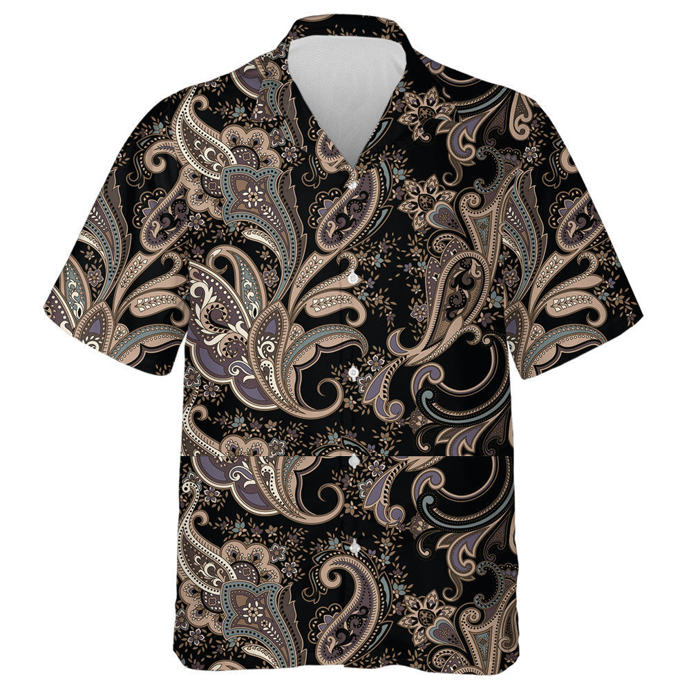 Impressive Traditional Paisley Flower On Black Design Hawaiian Shirt, Hawaiian Shirt Gift, Christmas Gift