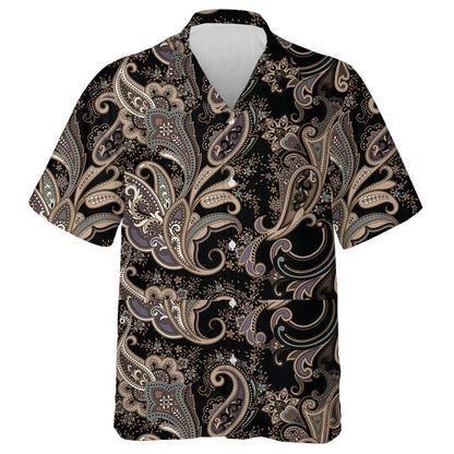 Impressive Traditional Paisley Flower On Black Design Hawaiian Shirt, Hawaiian Shirt Gift, Christmas Gift