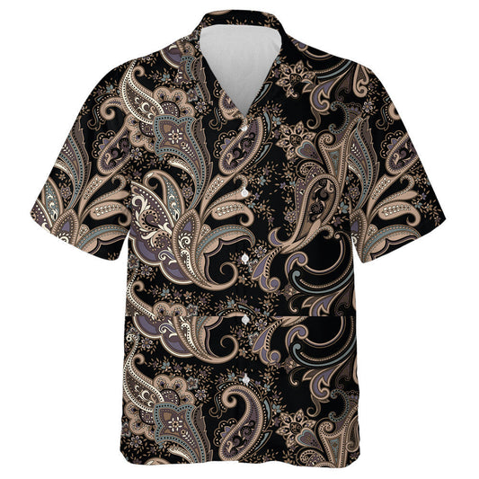 Impressive Traditional Paisley Flower On Black Design Hawaiian Shirt, Hawaiian Shirt Gift, Christmas Gift
