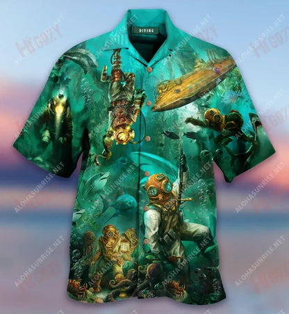 Into The Sea I Go Short Hawaiian Shirt Ocean Short Sleeve Tactical Hawaiian Shirt Hawaiian Shirts For Men, Hawaiian Shirt Gift, Christmas Gift