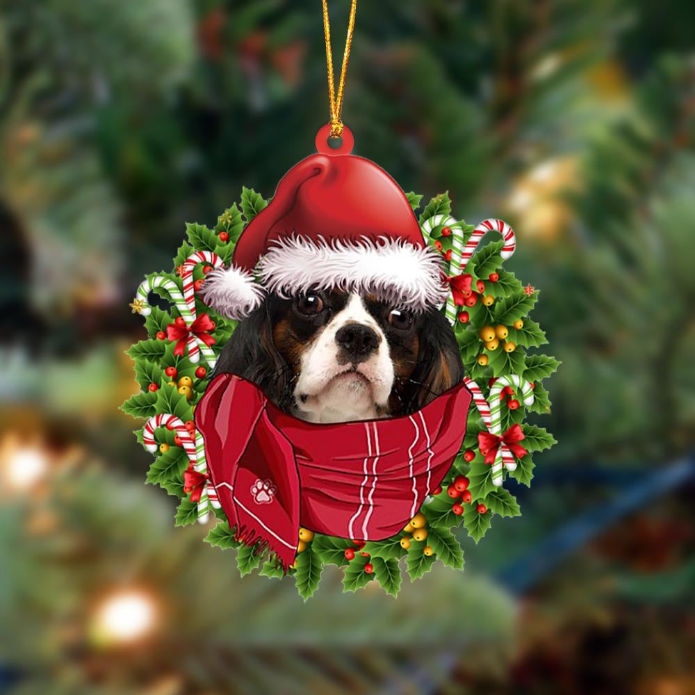 Cavalier King Charles Spaniel-Xmas Bandana Hanging Christmas Plastic Hanging Ornament, Happy Christmas Ornament, Christmas Gift, Christmas Decoration