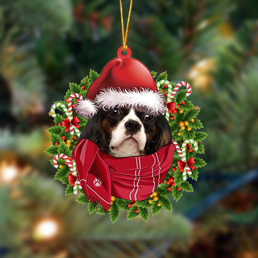 Cavalier King Charles Spaniel-Xmas Bandana Hanging Christmas Plastic Hanging Ornament, Happy Christmas Ornament, Christmas Gift, Christmas Decoration