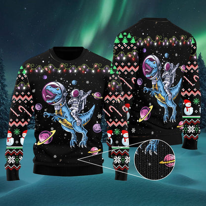 Astronauts Ride A T Rex In Space With The Planet Ugly Christmas Sweater,Christmas Ugly Sweater,Christmas Gift,Gift Christmas 2022