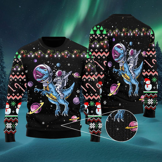 Astronauts Ride A T Rex In Space With The Planet Ugly Christmas Sweater,Christmas Ugly Sweater,Christmas Gift,Gift Christmas 2022