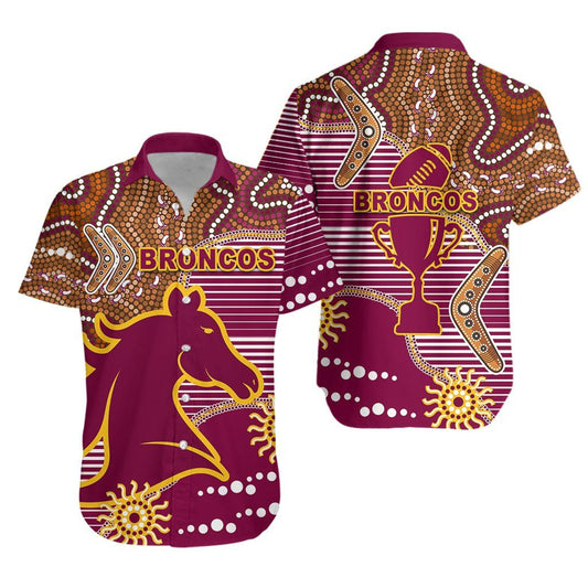 Broncos Super Hawaiian Aloha Shirt Indigenous Brisbane K13 Hawaiian Shorts Beach Short Sleeve,Hawaiian Shirt Gift, Christmas Gift