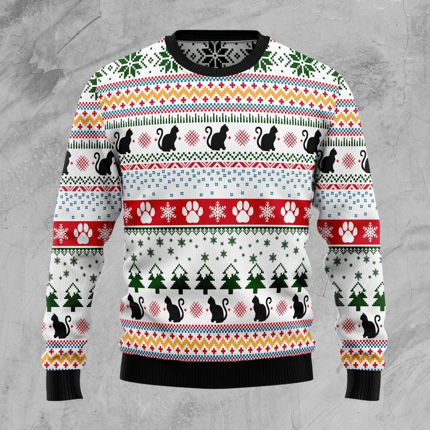 Black Cat Pattern Ugly Christmas Sweater,Christmas Gift,Gift Christmas 2022