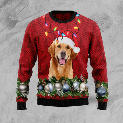 Golden Retriever Christmas Beauty unisex womens & mens, couples matching, friends, funny family ugly christmas holiday sweater gifts,Christmas Ugly Sweater