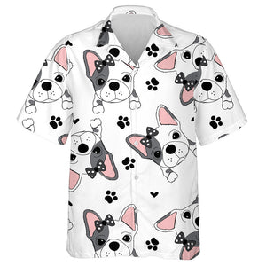 Adorable French Dog Puppy And Paw Hawaiian Shirt, Hawaiian For Gift