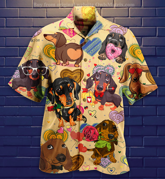 Dogs Love Heart - Hawaiian Shirt_Hawaiian Shirt Gift, Christmas Gift