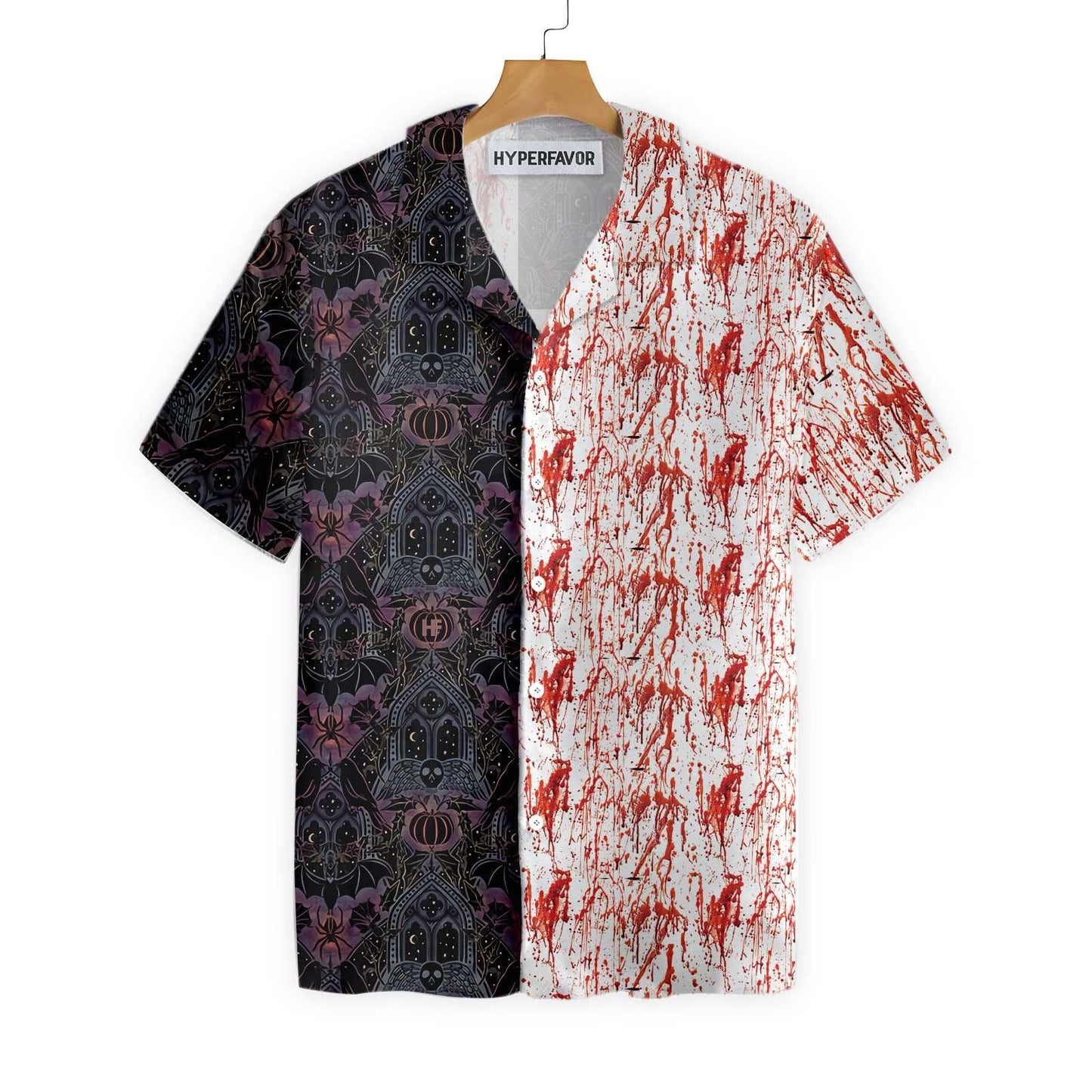 Gothic Halloween Blood Bat And Spider Dramatic Hawaiian Shirt, Hawaiian Shirt Gift, Christmas Gift
