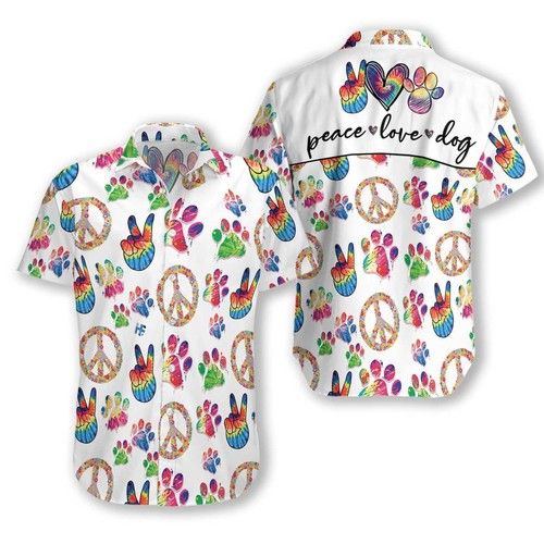 Peace Love Dog Hawaiian Seamless Ez24 2610 Hawaiian Shirt, Hawaiian Shirt Gift, Christmas Gift