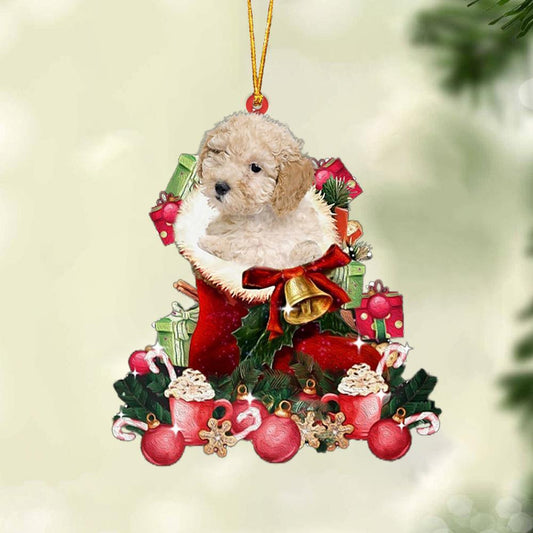 Toy Poodle-Red Boot Hanging Christmas Plastic Hanging Ornament, Christmas Gift, Christmas Decoration
