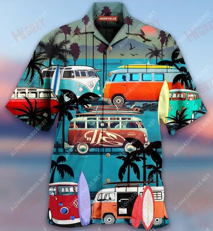 Enjoy Your Vanlife Van Camping Unisex Hawaiian Shirt Ocean Short Sleeve Hawaiian Crazy Shirts Hawaiian Shirts For Women, Hawaiian Shirt Gift, Christmas Gift