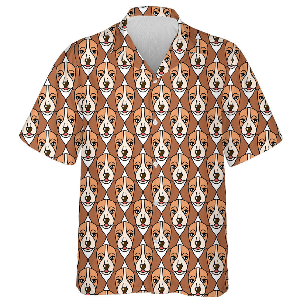 Brown Face Of Beagle Animal Design Hawaiian Shirt, Hawaiian For Gift