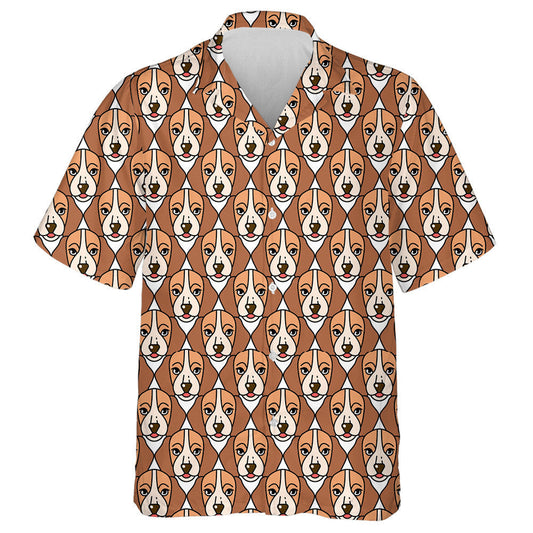 Brown Face Of Beagle Animal Design Hawaiian Shirt, Hawaiian For Gift