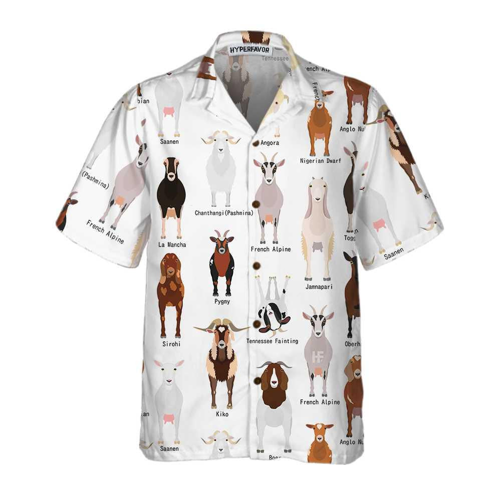 Goat Breeds Cartoon Collection Hawaiian Shirt,Hawaiian Shirt Gift, Christmas Gift