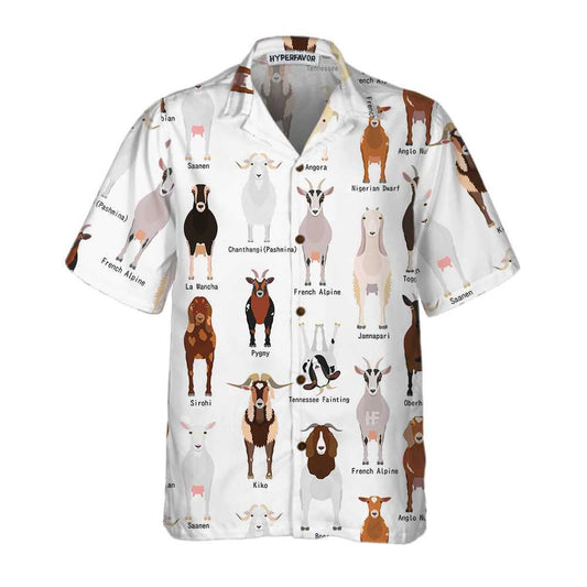 Goat Breeds Cartoon Collection Hawaiian Shirt,Hawaiian Shirt Gift, Christmas Gift