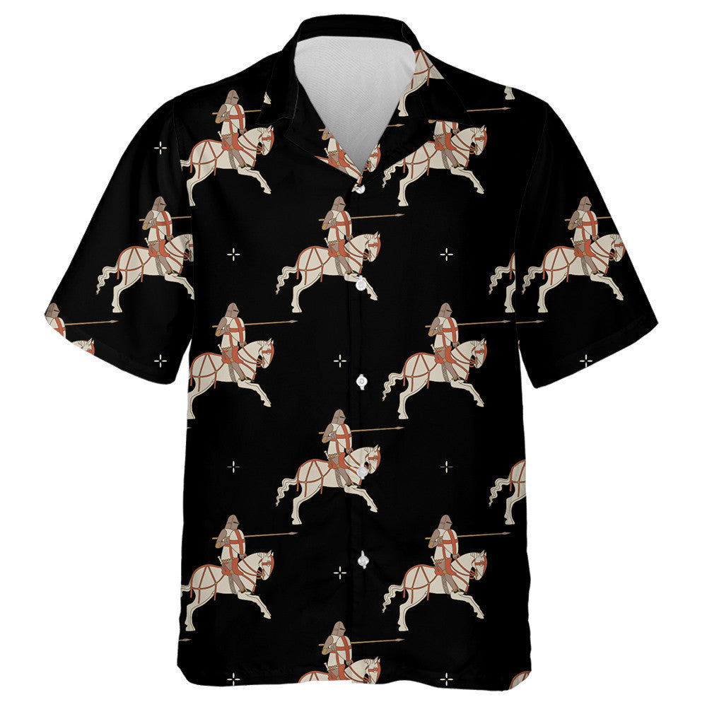 Medieval Knights Riding A Horse And Small Crosses Hawaiian Shirt, Hawaiian Shirt Gift, Christmas Gift