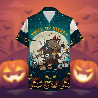 Halloween Trick Or Sleep Pumpkins Ghosts Pattern Hawaiian Shirt, Hawaiian Shirt Gift, Christmas Gift