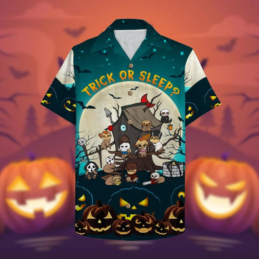 Halloween Trick Or Sleep Pumpkins Ghosts Pattern Hawaiian Shirt, Hawaiian Shirt Gift, Christmas Gift