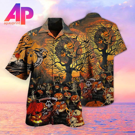 Halloween Skull Darkness Hawaiian Shirt, Hawaiian For Gift