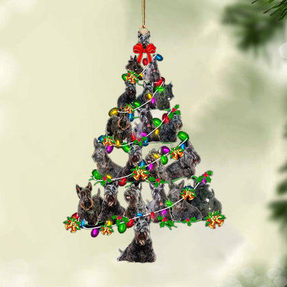 Black Scottish Terrier-Christmas Tree Lights-Two Sided Christmas Plastic Hanging Ornament, Christmas Ornament Gift, Christmas Gift, Christmas Decoration