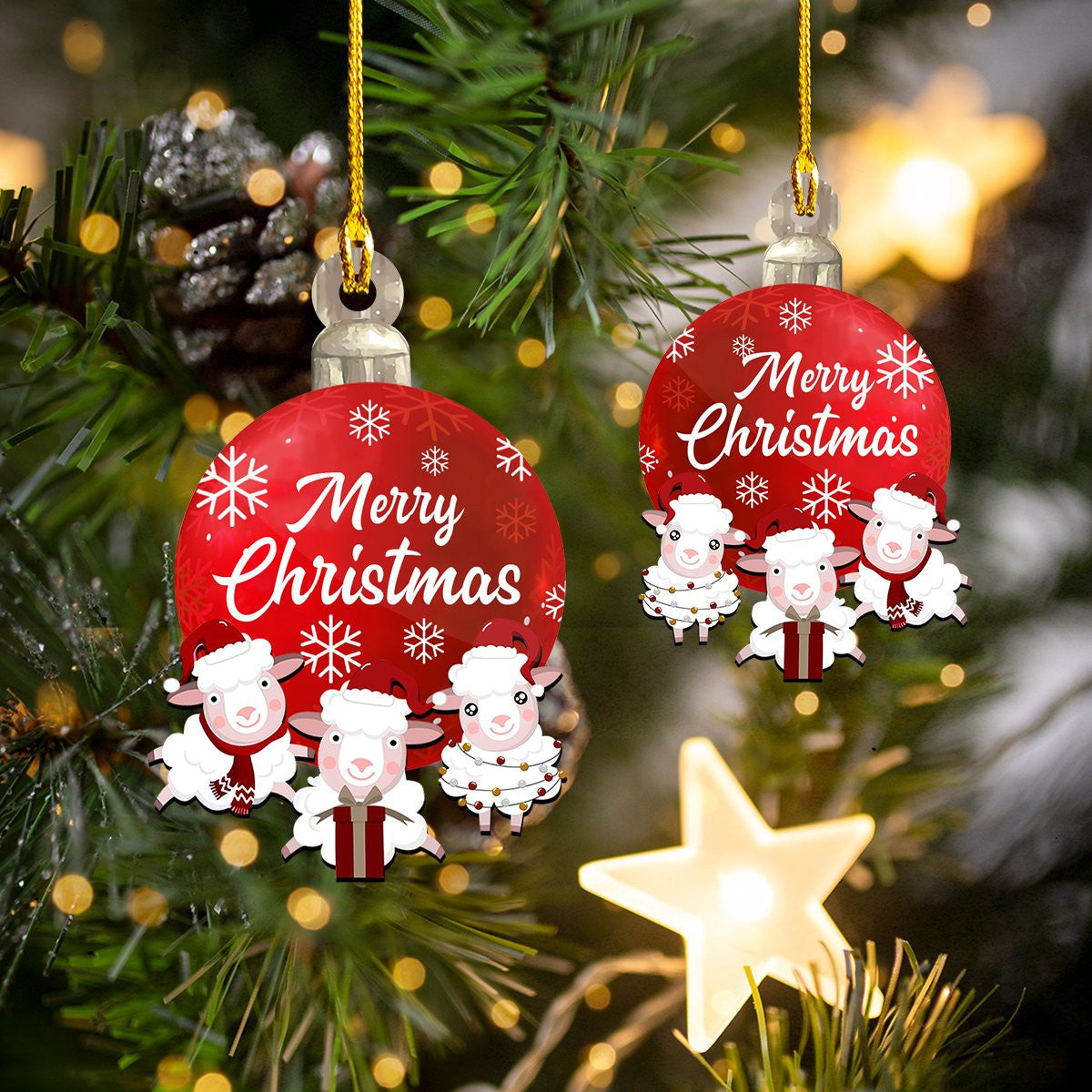 Christmas Sheep 2 Christmas Ornament, Christmas Gift, Christmas Decoration